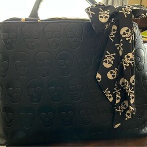 Betsey Johnson Black Skull Tote with Bow